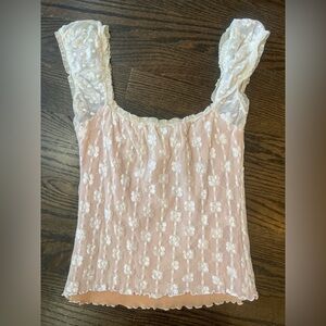 Vintage bebe Lace Floral Tank M Y2K Fitted Top